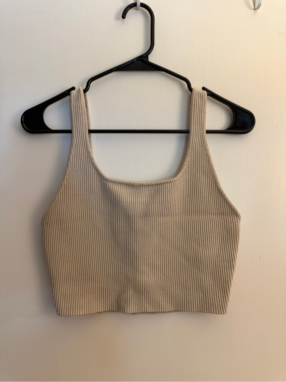 House of Harlow 1960 Ribbed Square-Neck Crop Tank Top - Cream